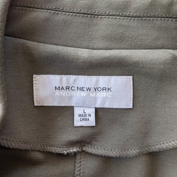 Andrew Marc khaki green jacket with gold accents, fitted, stretchy, flattering - Picture 4 of 10